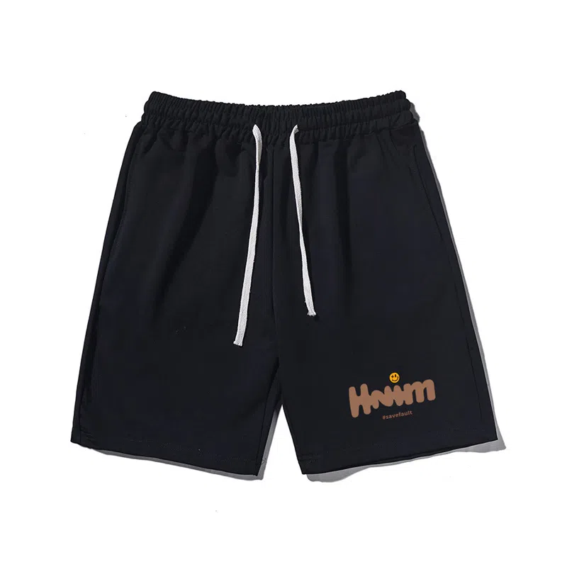 乱步 简约趣味英文设计美式印花透气凉感宽松运动风五分休闲短裤 男女同款
