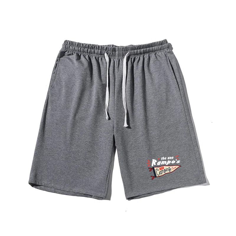 乱步 漫感简约设计日系印花透气宽松运动风五分休闲短裤 男女同款