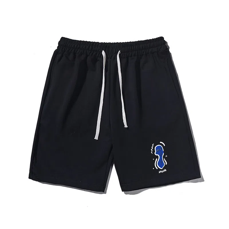 乱步 美式极简印花宽松运动风五分裤休闲短裤 男女同款