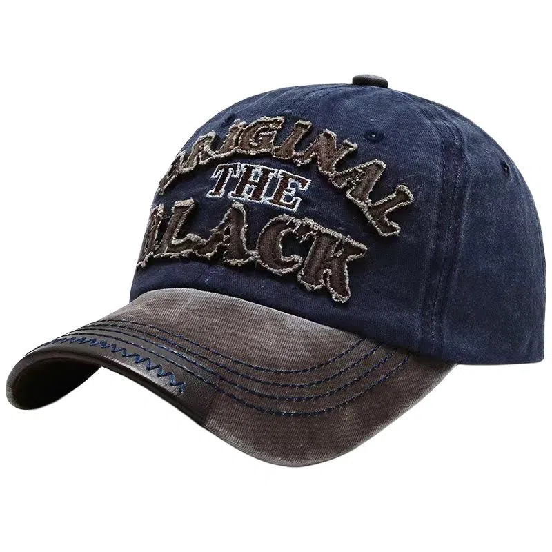 艾佳微 复古水洗字母弯檐做旧户外运动遮阳嘻哈潮酷 牛仔 鸭舌帽 男女同款情侣款