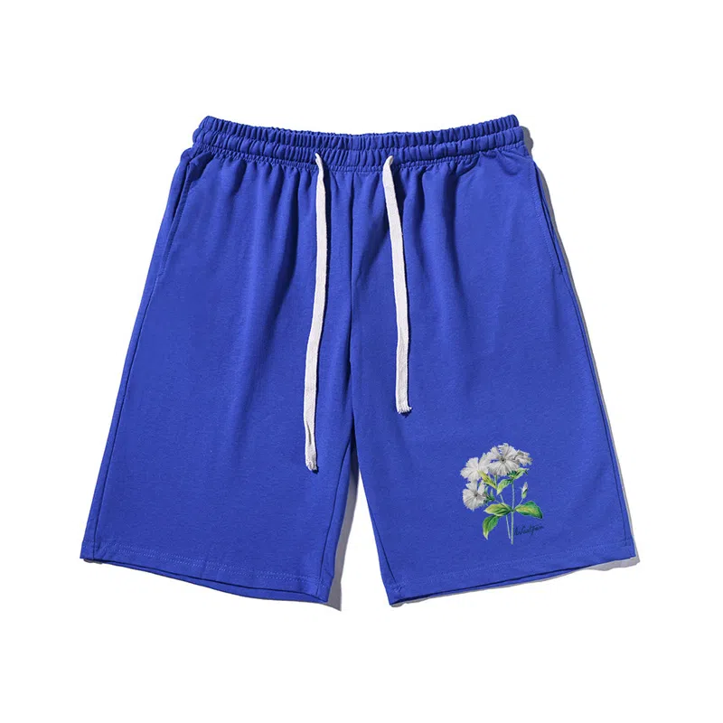 乱步 简约美式印花宽松运动风五分裤休闲短裤 男女同款