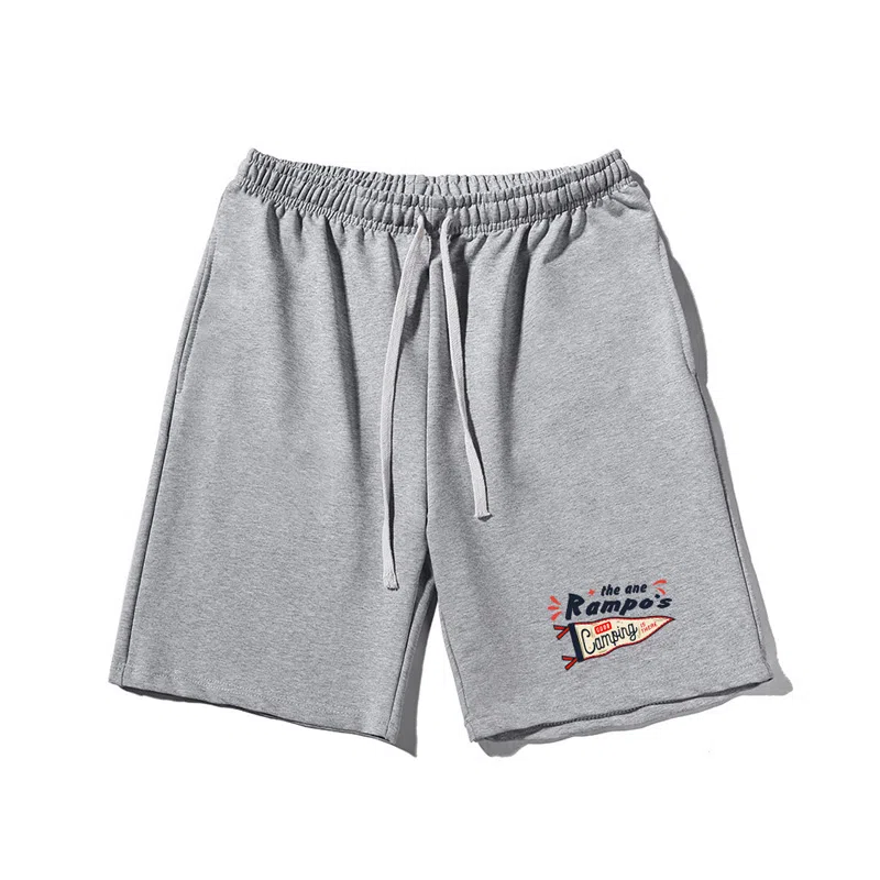 乱步 漫感简约设计日系印花透气宽松运动风五分休闲短裤 男女同款