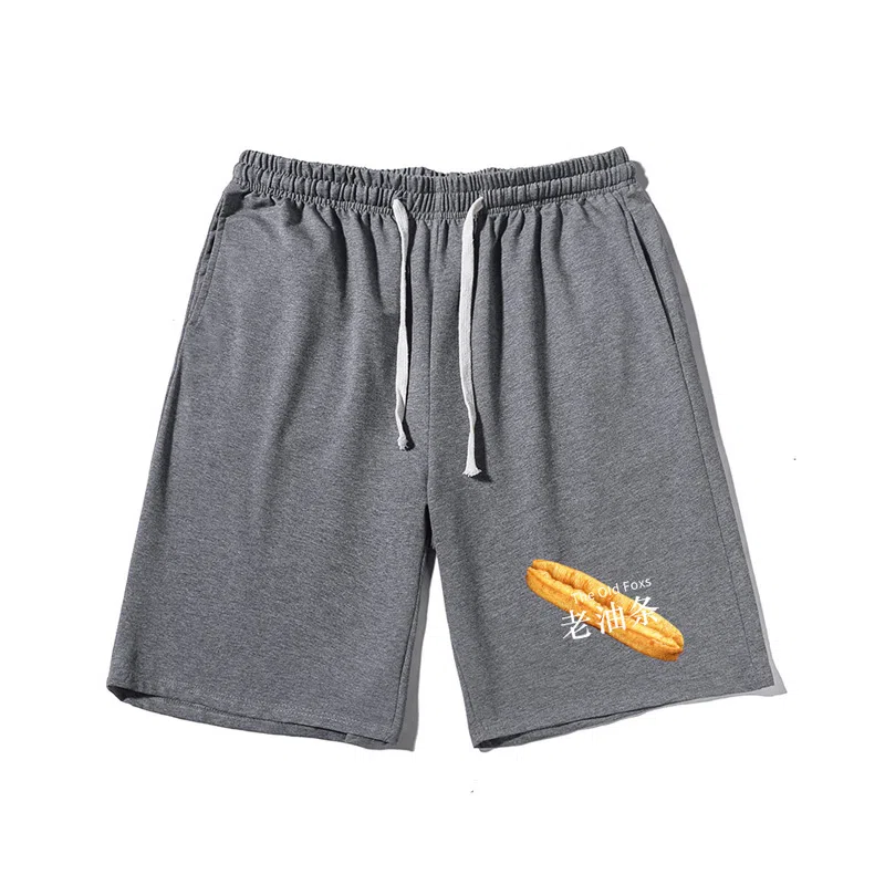 乱步 抽绳设计老油条图案潮流五分休闲短裤 男女同款