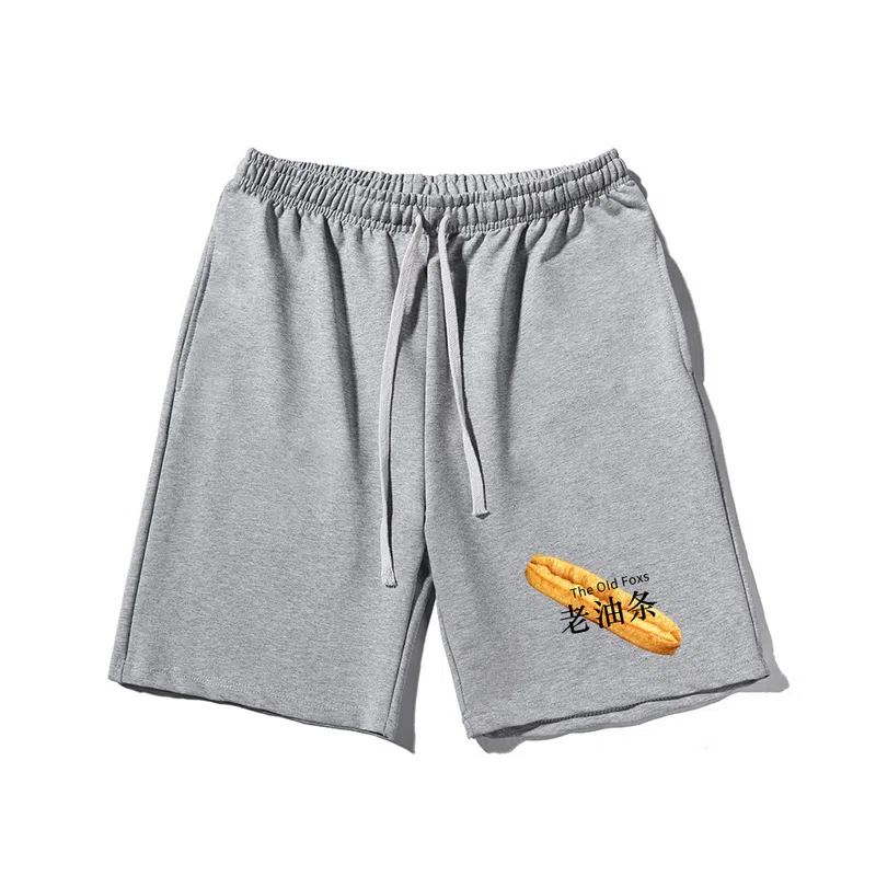 乱步 抽绳设计老油条图案潮流五分休闲短裤 男女同款
