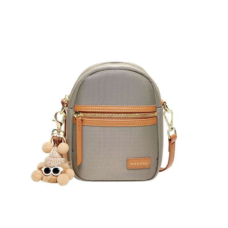 纳兰杜 轻便实用小巧拼色设计感休闲复古 超纤合成革 手机包 常规 女款 高级灰/子夜黑