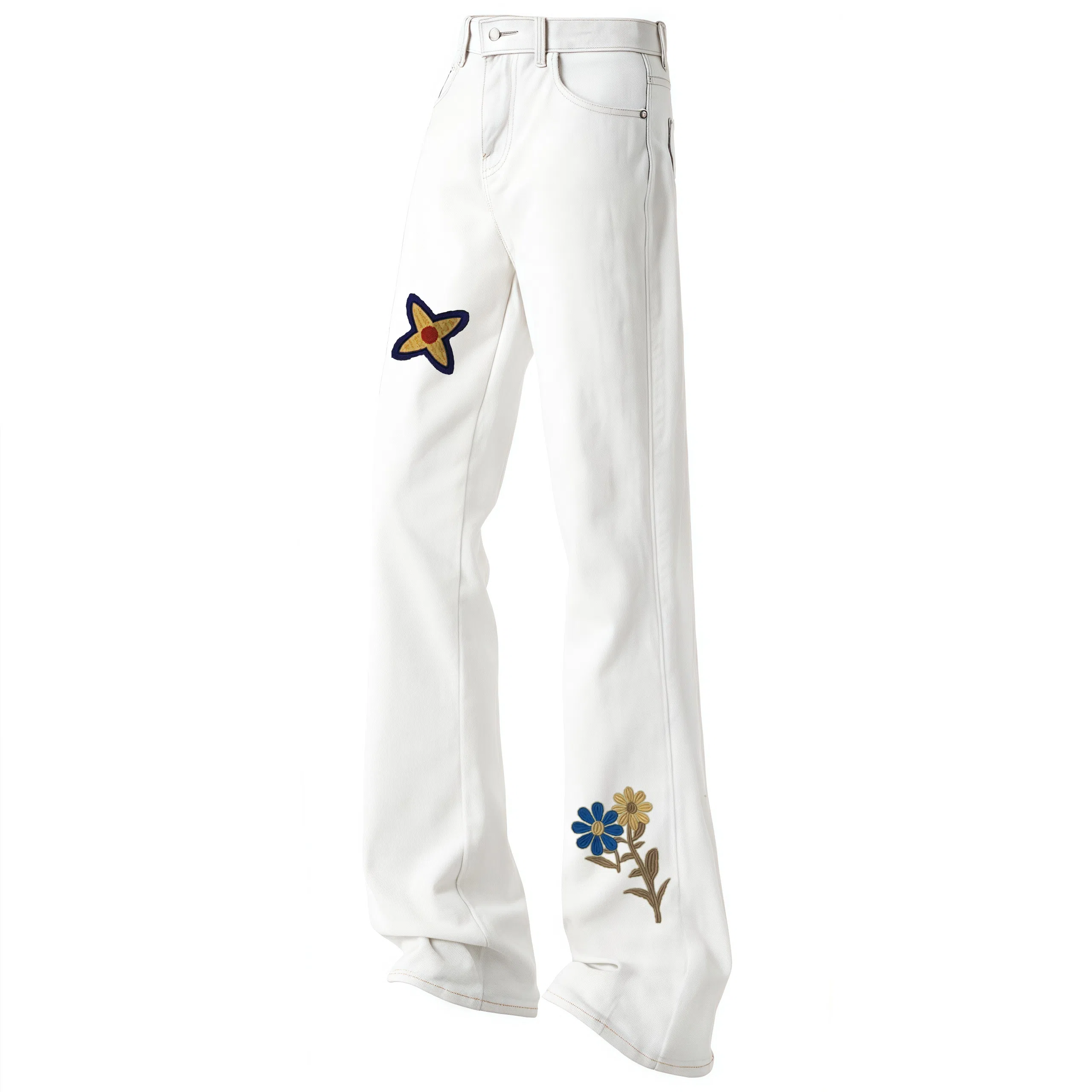 AMBER LIGHT Retro Petal Print Jeans