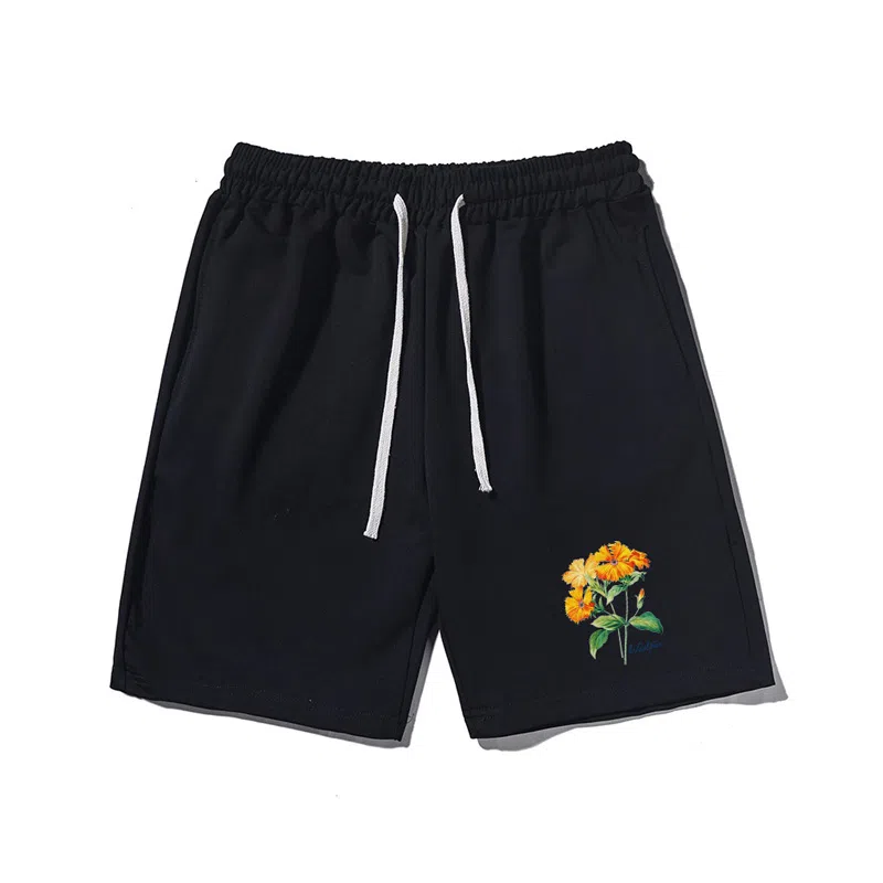 乱步 简约美式印花宽松运动风五分裤休闲短裤 男女同款