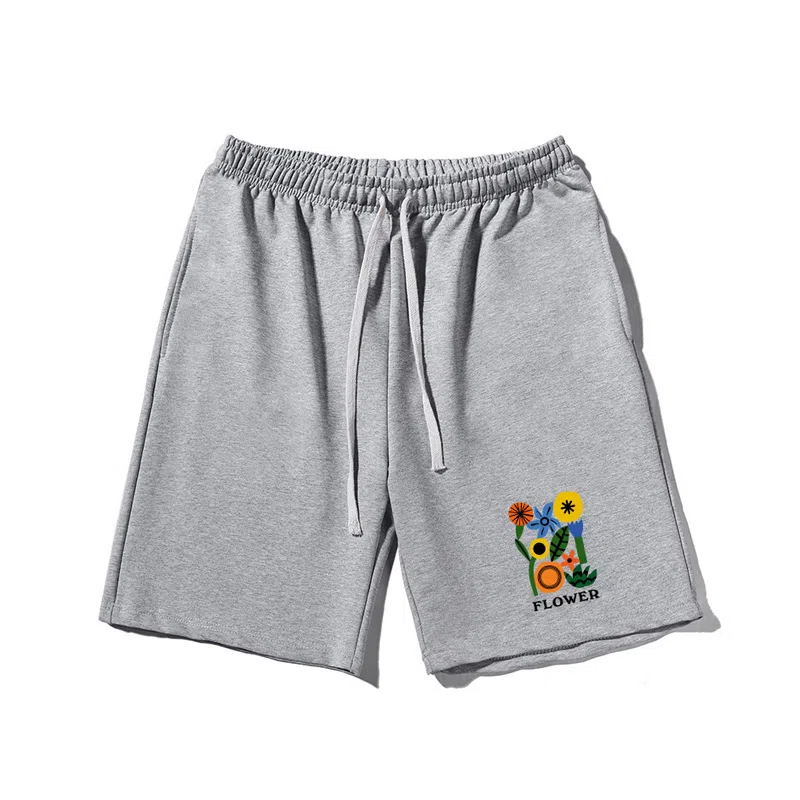 乱步 夏日简约设计复古印花透气凉感夏日宽松青少年学生五分裤休闲短裤 男女同款