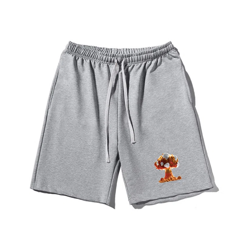 乱步 简约火山喷发设计美式印花透气凉感夏日宽松运动风休闲短裤 男女同款