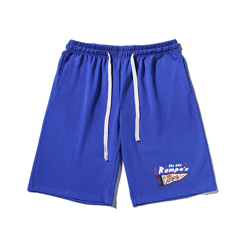 乱步 漫感简约设计日系印花透气宽松运动风五分休闲短裤 男女同款