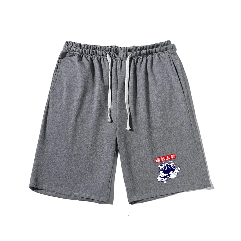 乱步 抽绳款式運気上昇文字与图案印花潮流运动风五分休闲短裤 男女同款