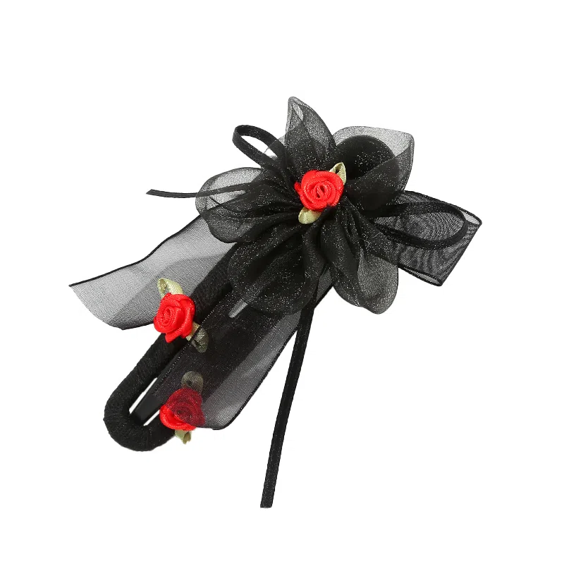 如花梦 超仙网纱花朵森系清新甜美鸭嘴夹后脑勺气质盘高级感 布艺 发夹 女款