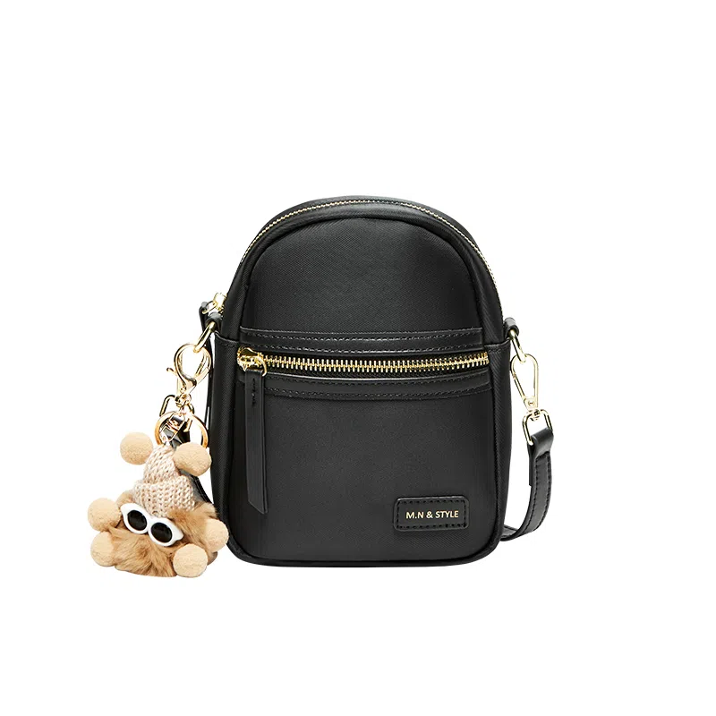 纳兰杜 轻便实用小巧拼色设计感休闲复古 超纤合成革 手机包 常规 女款 高级灰/子夜黑