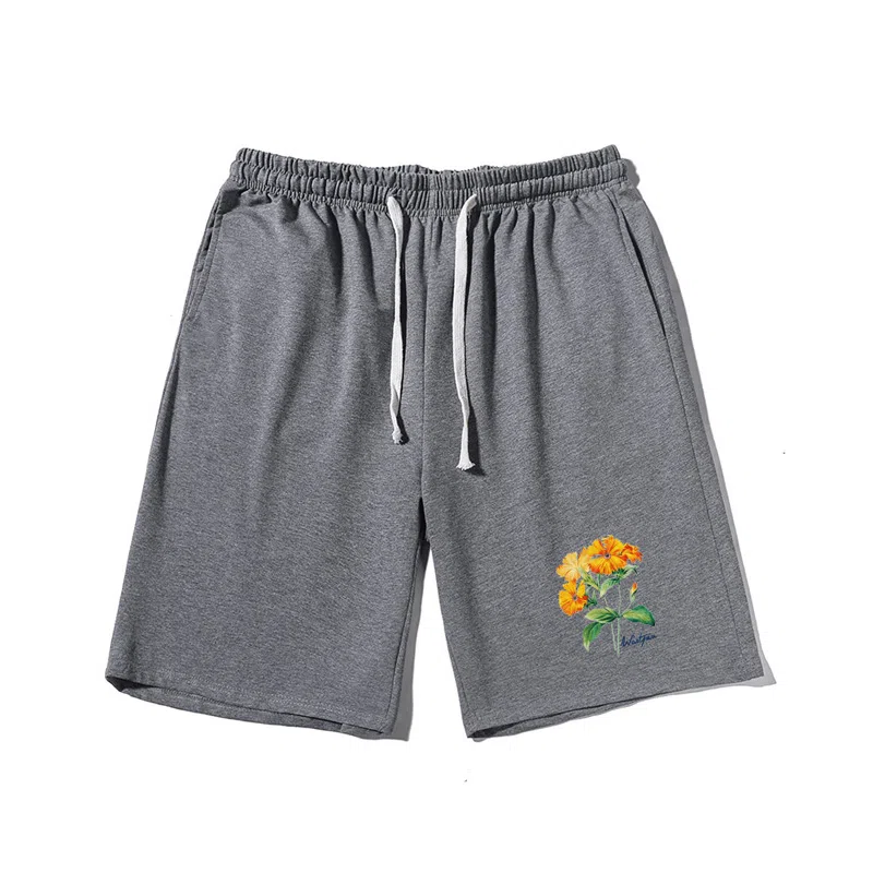 乱步 简约美式印花宽松运动风五分裤休闲短裤 男女同款