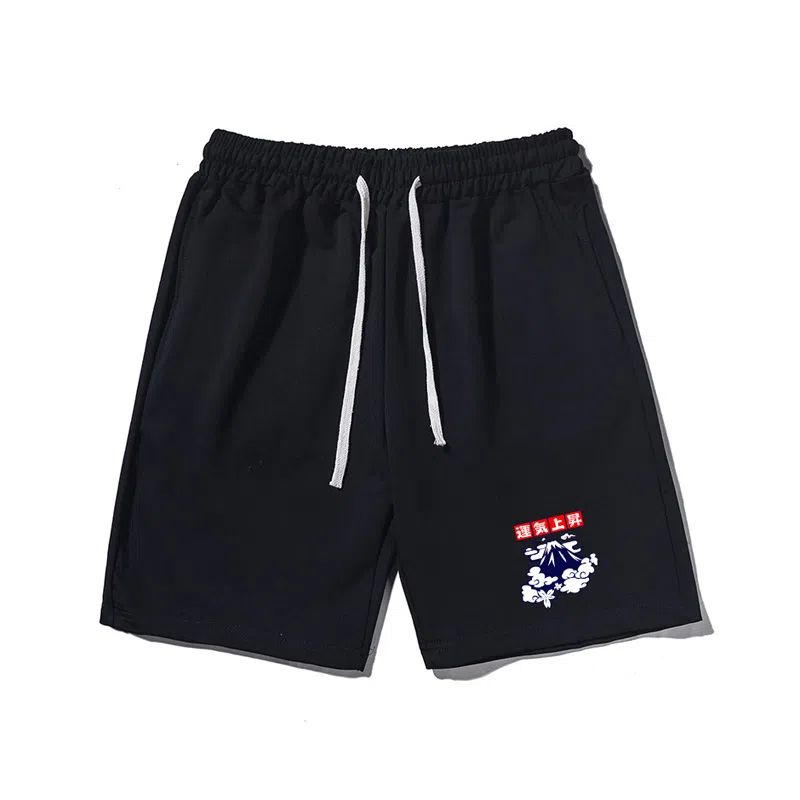 乱步 抽绳款式運気上昇文字与图案印花潮流运动风五分休闲短裤 男女同款
