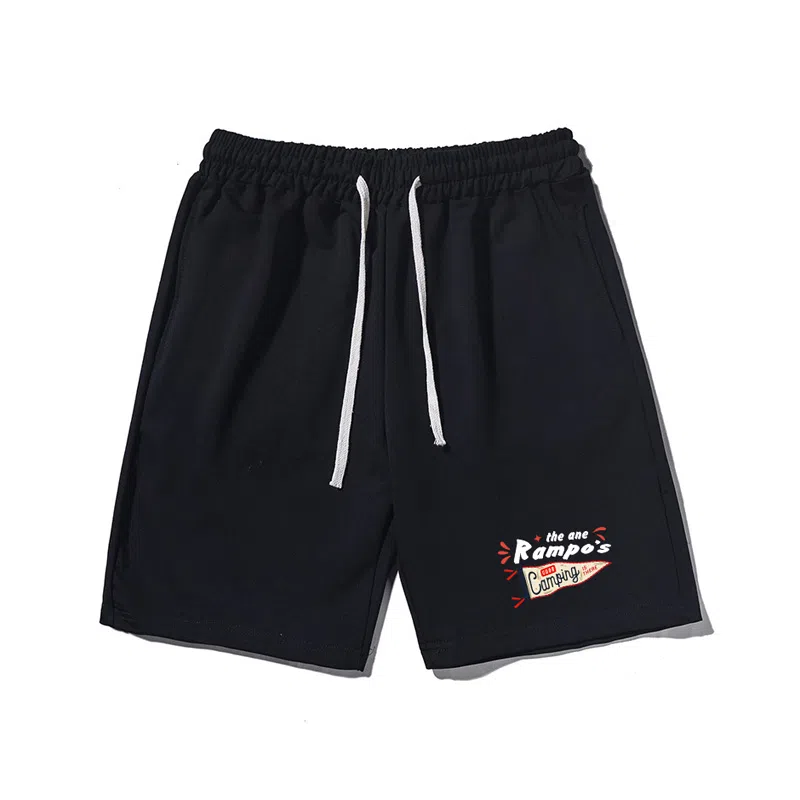 乱步 漫感简约设计日系印花透气宽松运动风五分休闲短裤 男女同款