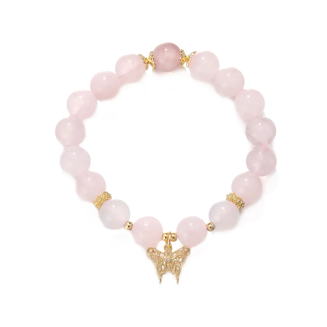 珂里 新中式国潮清冷白月光甜美轻奢高级感 转运珠 在逃公主蝴蝶 招桃花姻缘 好运合成/人造 粉水晶 手串 女款