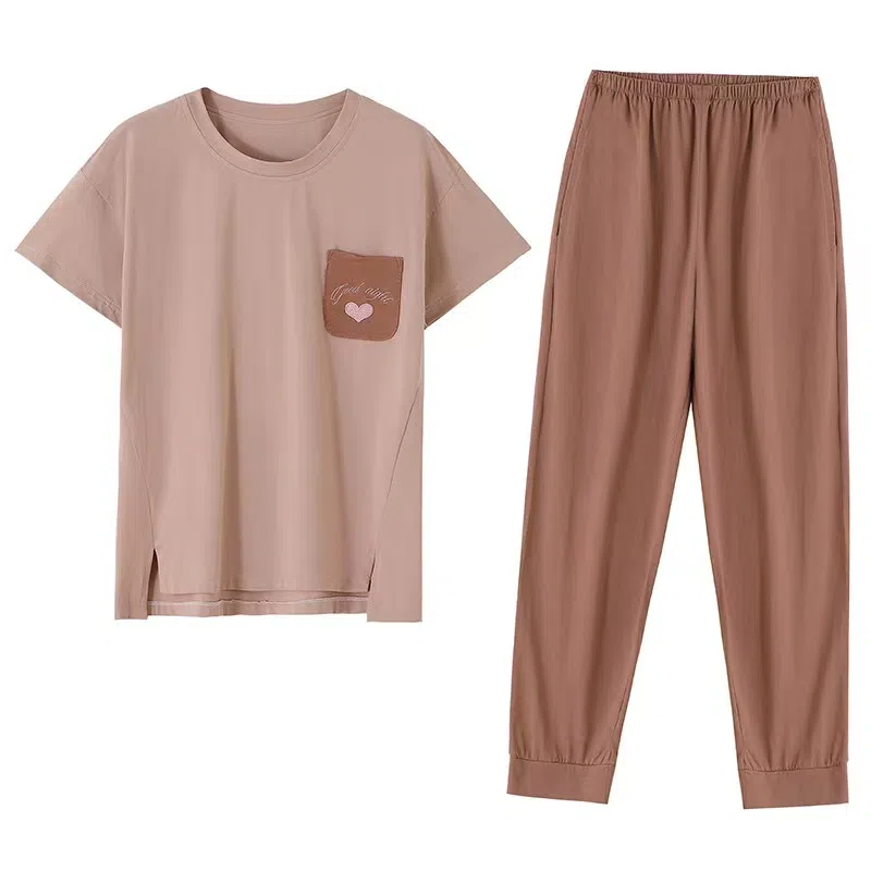 潞优野 短袖长裤薄款时尚舒适可外穿睡衣套装 女款