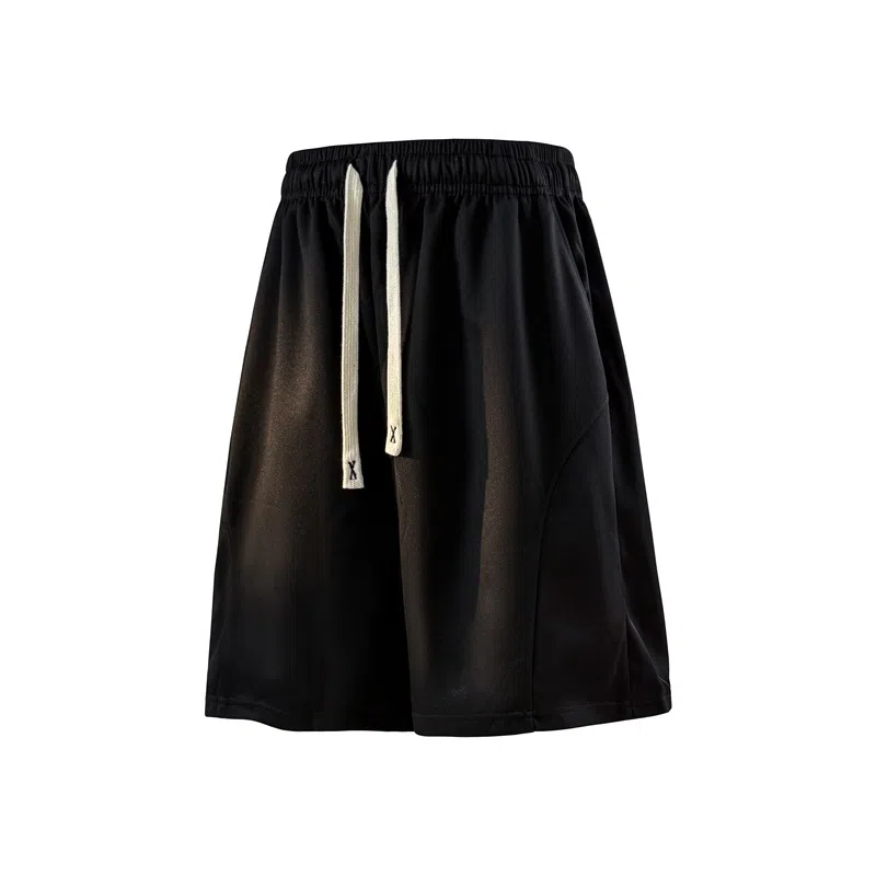 兰缪 美式日系高街复古简约设计基础款印花日常户外运动通勤山系潮流宽松清爽透气柔软百搭垂感直筒系带休闲短裤 男女同款