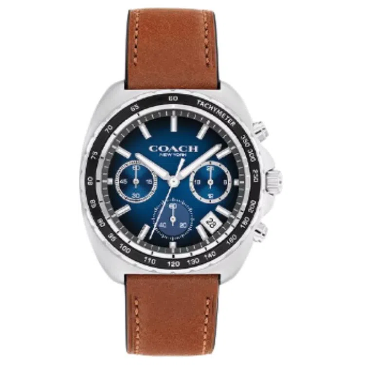 COACH Quartz Leather Strap Watch 39mm Blue Dial