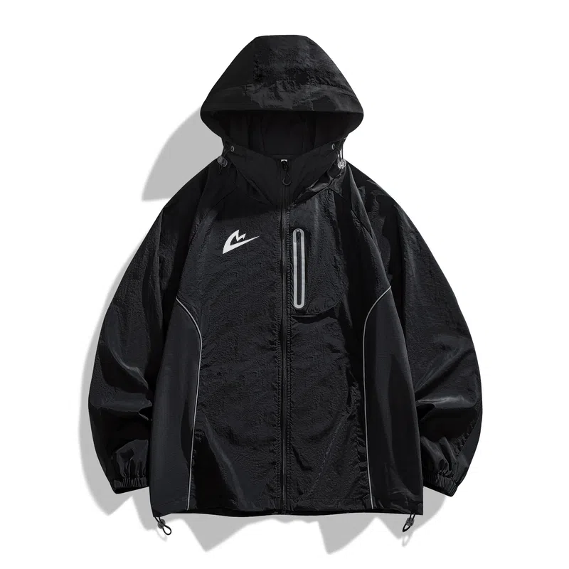 音速猫 运动户外轻薄连帽拼接透气防晒服 男女同款