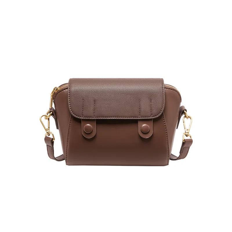 纳兰杜 复古设计高级感时尚通勤百搭 牛皮拼合成革 单肩包 迷你 女款 咖色