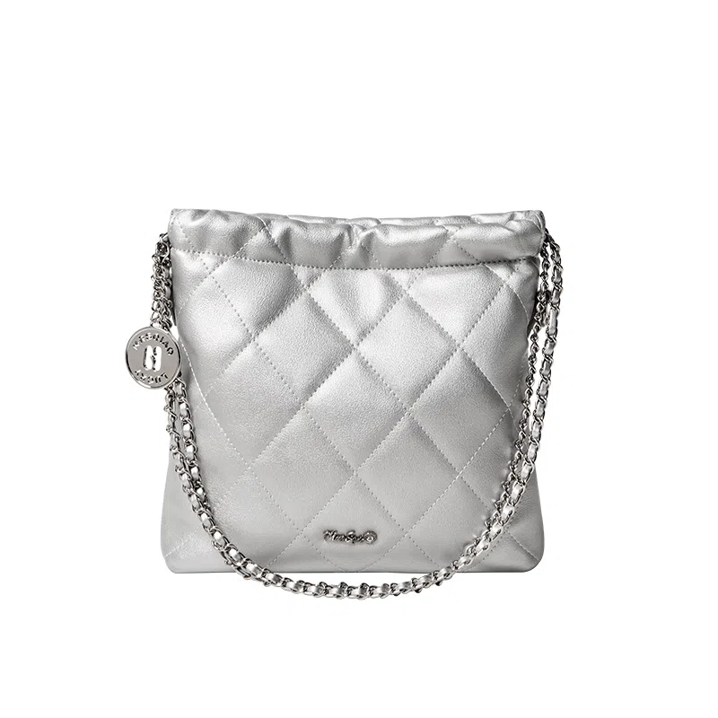 纳兰杜 休闲简约质感日常通勤时尚百搭 牛皮 单肩斜挎包 小号 女款 太空银/子夜黑/米白色