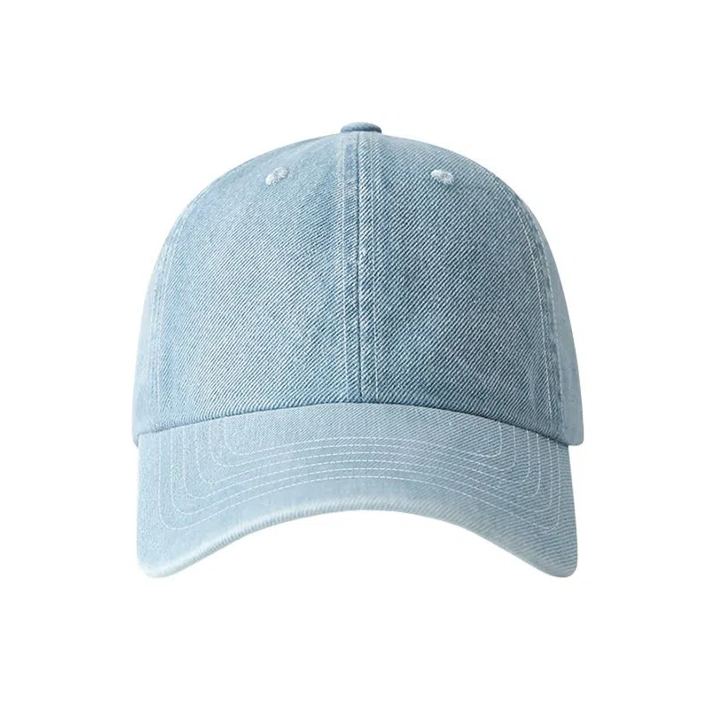 艾佳微 韩版刺绣牛仔蓝水洗学院风显脸小遮阳 棉 鸭舌帽 男女同款情侣款