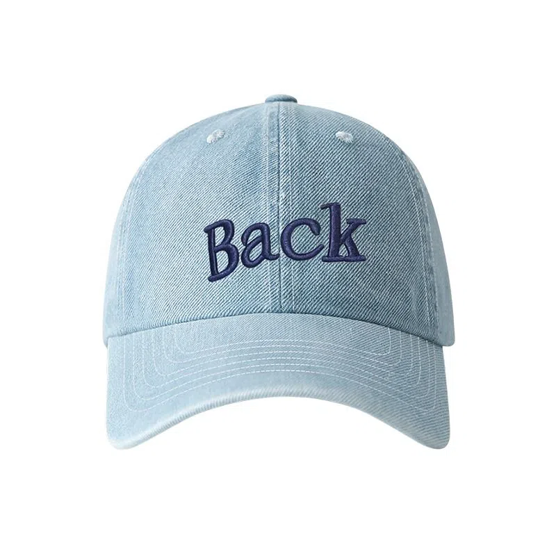 艾佳微 韩版刺绣牛仔蓝水洗学院风显脸小遮阳 棉 鸭舌帽 男女同款情侣款