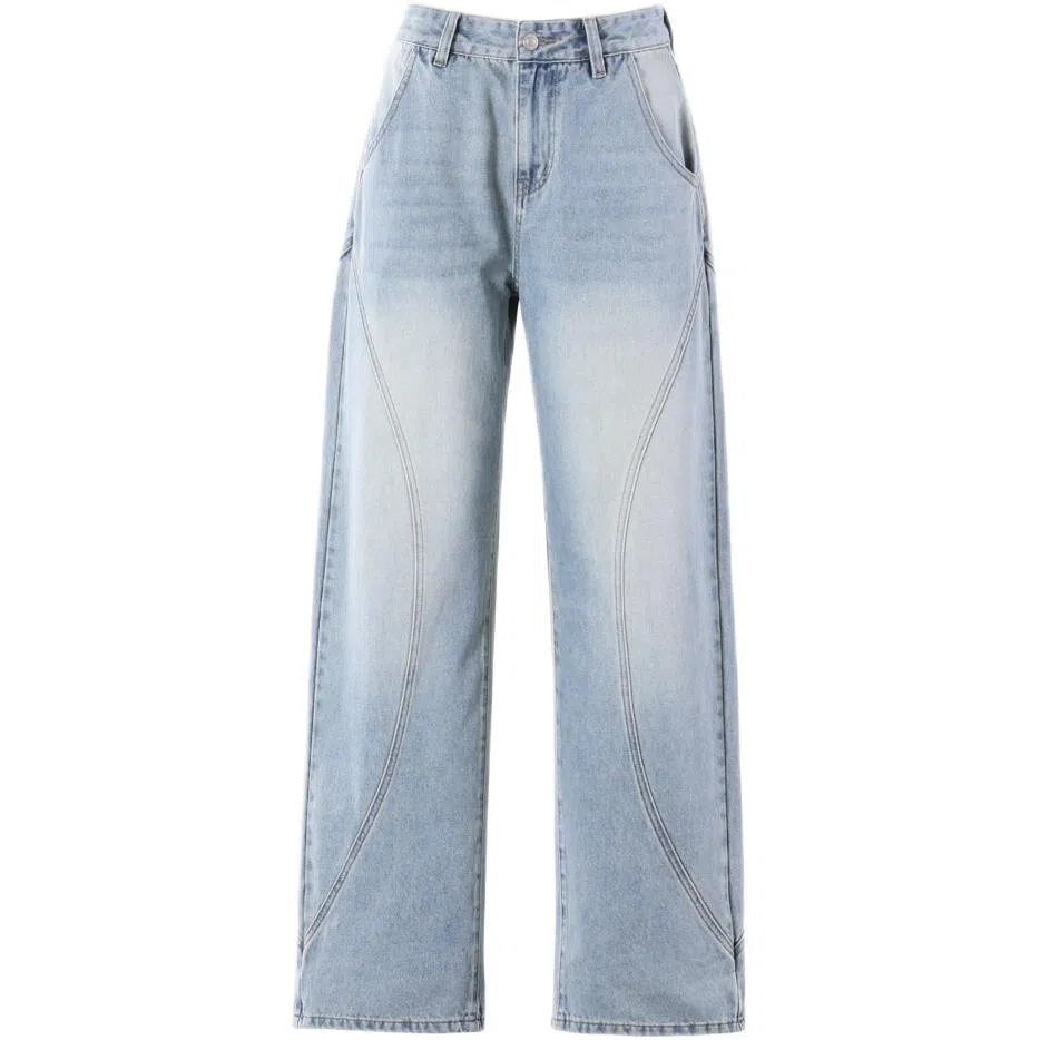 玫丝朵 宽松舒适纯色牛仔裤 女款 浅蓝