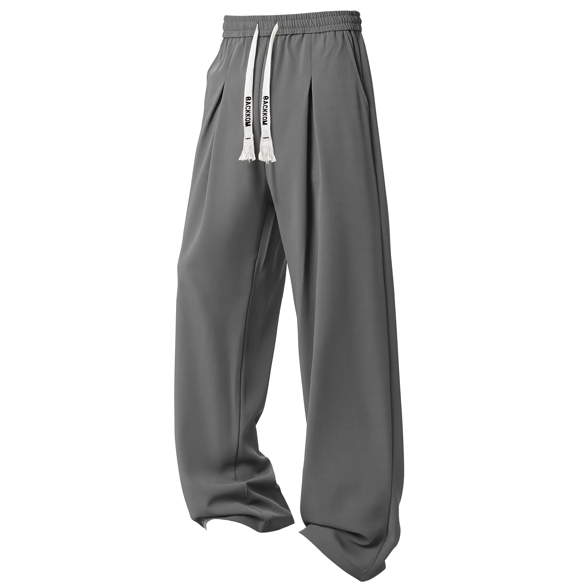 大卫贝肯 美式纯色简约基础款潮流直筒阔腿纯色系带时尚舒适透气日常通勤宽松休闲裤 男女同款