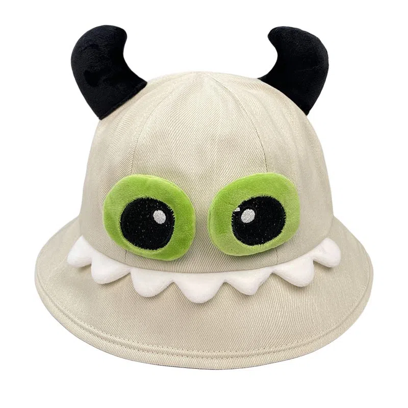 艾佳微 大眼小怪兽 卡通百搭出游遮阳 涤纶 渔夫帽 男女同款情侣款