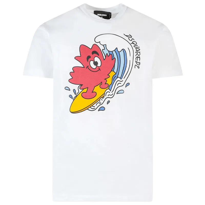 DSQUARED2 SS23 Logo Print Crewneck T-Shirt White