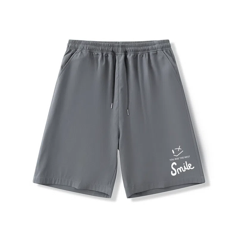 乱步 学生夏季冰丝凉感外穿简约趣味字母速干宽松五分裤休闲短裤 男女同款