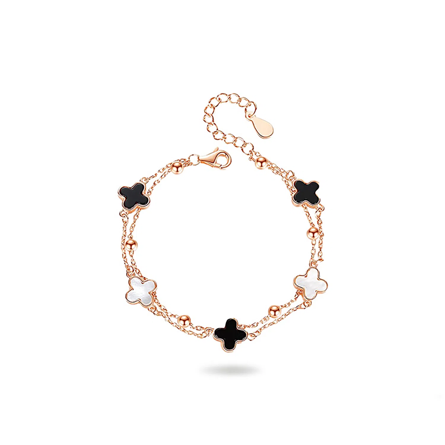 佐卡伊 幸运四叶草 双层小众设计轻奢高级感浪漫精致优雅日常百搭时尚叠戴可调节#好运 玛瑙 手链 女款