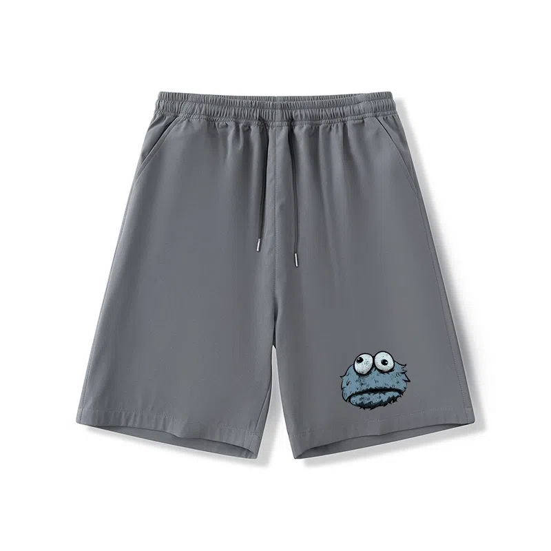 乱步 夏季运动五分裤凉感外穿趣味怪兽图案休闲短裤 男女同款