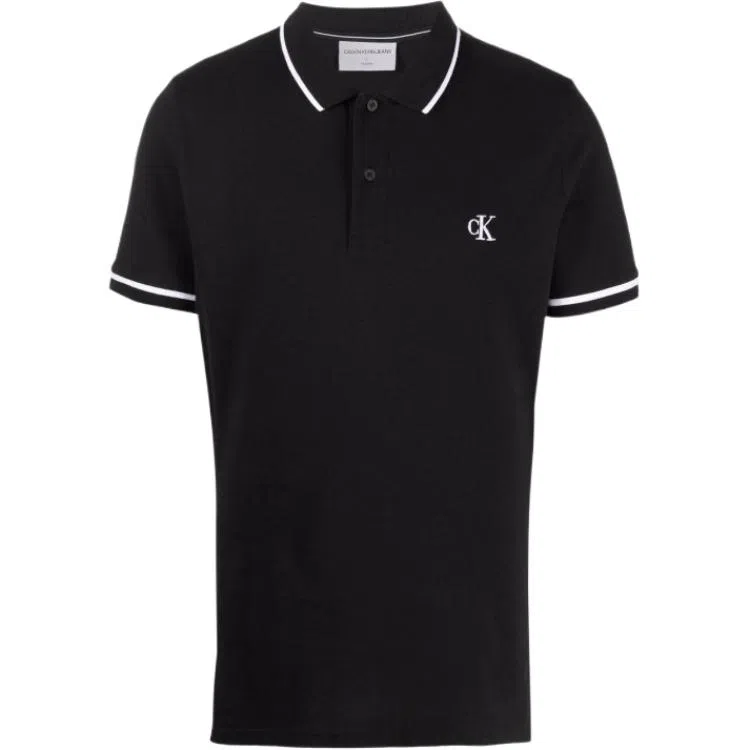 Calvin Klein Logo Embroidered Polo Shirt Black
