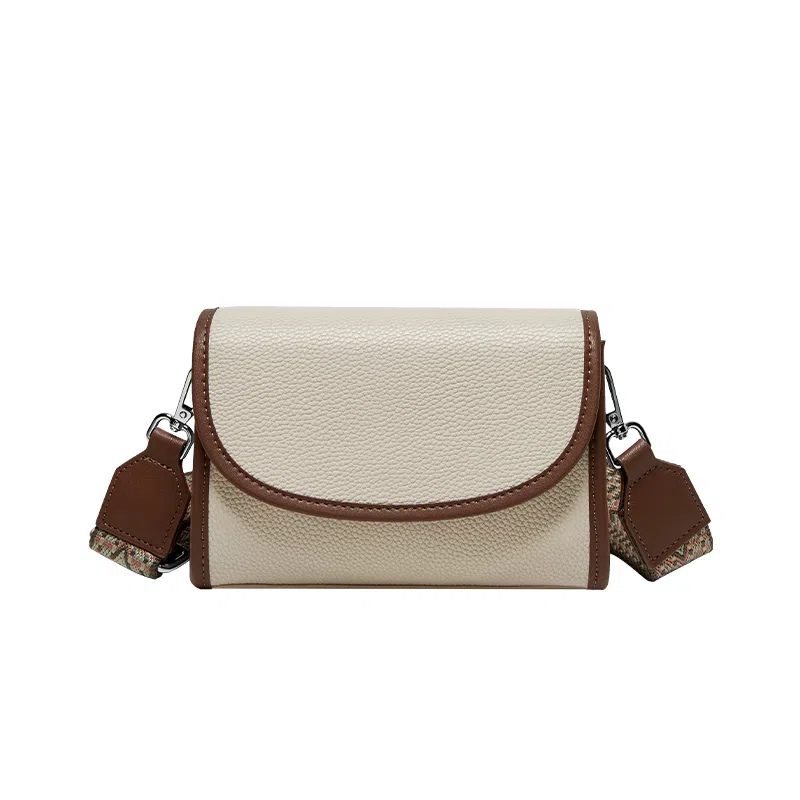 纳兰杜 女士包包休闲百搭妈妈款气质简约时尚品牌小众女包 牛皮 小方包通勤包斜挎包单肩包 小号 女款 米白拼咖色/子夜黑