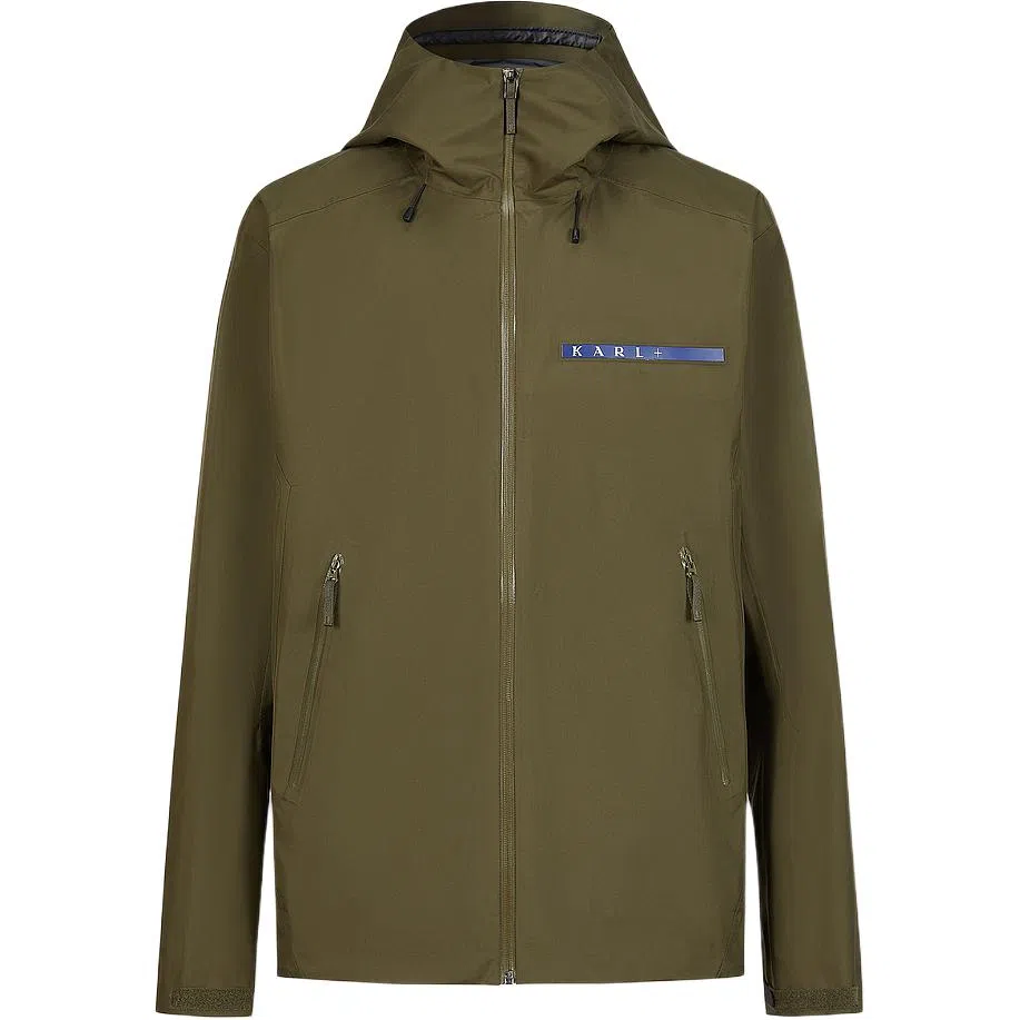 KARL LAGERFELD Hooded Zip Jacket Military Green