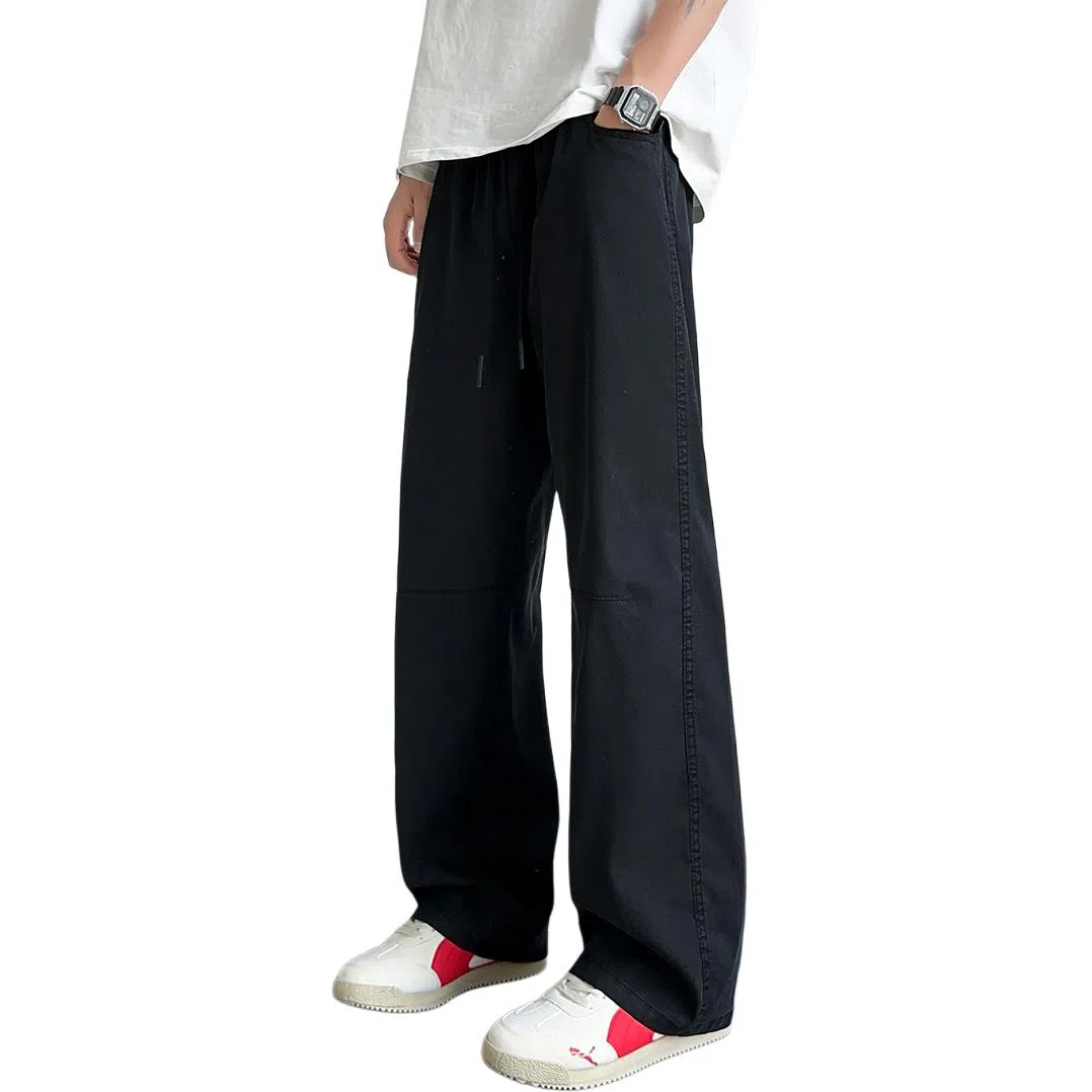 顶峰保罗 无性别主义轻薄凉感垂坠感阔腿长裤子直筒宽松时尚百搭系带亲肤透气高级感休闲裤 男女同款