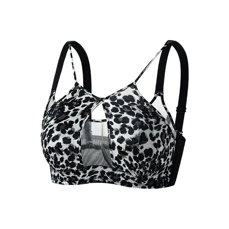 二三二三 透气吸汗聚拢有型防下垂亲肤柔软抑菌舒适侧收副乳纯欲豹纹性感网纱时尚百搭潮流文胸 女款