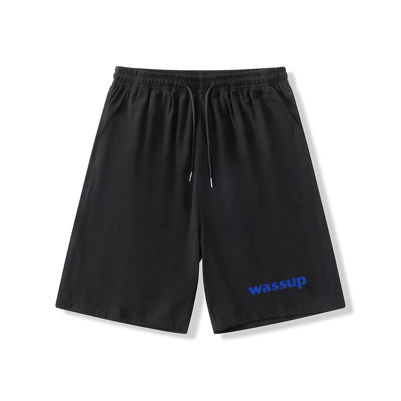 乱步 学生冰丝凉感外穿字母简约速干宽松五分裤休闲短裤 男女同款