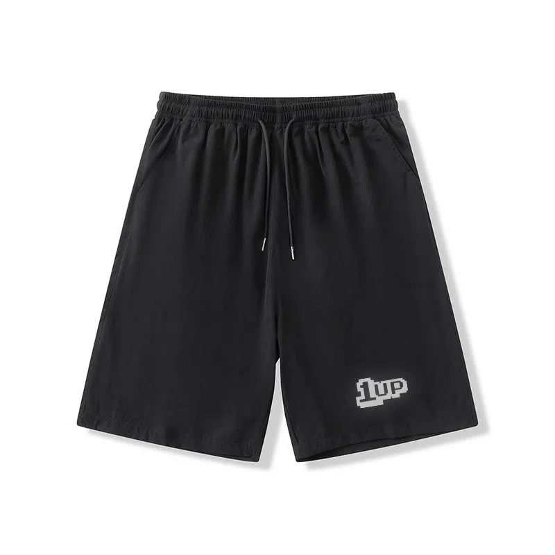 乱步 学生夏季凉感外穿恶搞反光字母速干宽松五分裤休闲短裤 男女同款