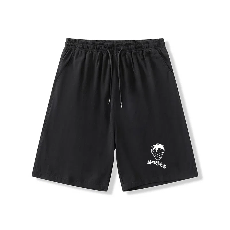 乱步 学生夏季速干宽松五分裤凉感简约草莓休闲短裤 男女同款