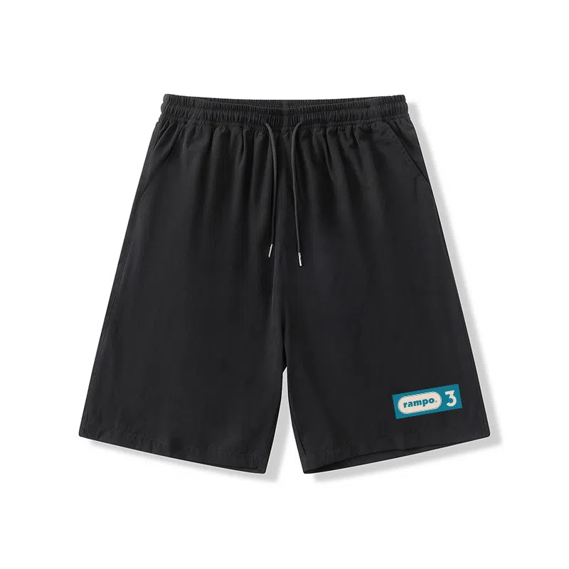 乱步 冰丝薄款运动印花五分裤宽松跑步健身篮球中裤夏季字母休闲短裤 男女同款