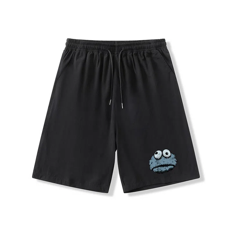 乱步 夏季运动五分裤凉感外穿趣味怪兽图案休闲短裤 男女同款