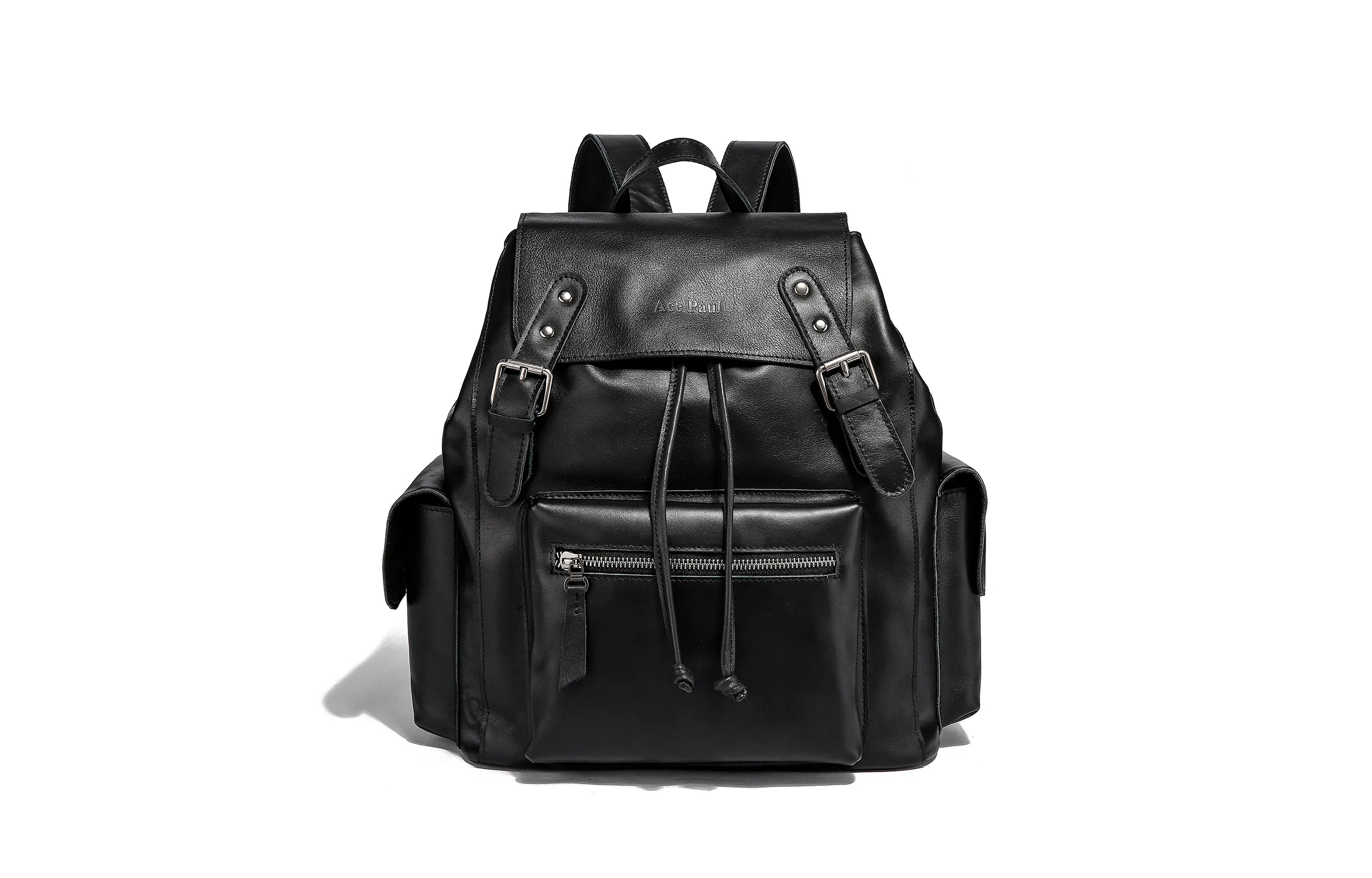 Ace Paul Multi-Pocket Drawstring Backpack Black