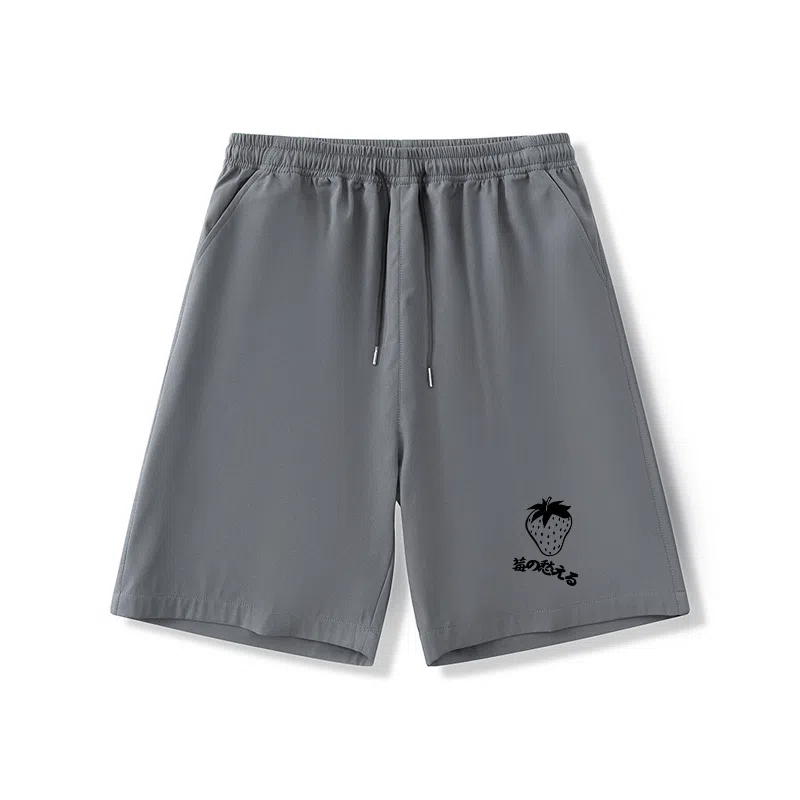 乱步 学生夏季速干宽松五分裤凉感简约草莓休闲短裤 男女同款