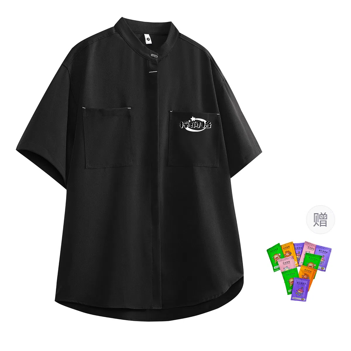 梓润格 炸街美式复古潮流百搭经典简约宽松舒适设计感氛围感嘻哈风无性别主义时尚港风高级感精致通勤款轻薄透气吸汗短袖衬衫 男女同款