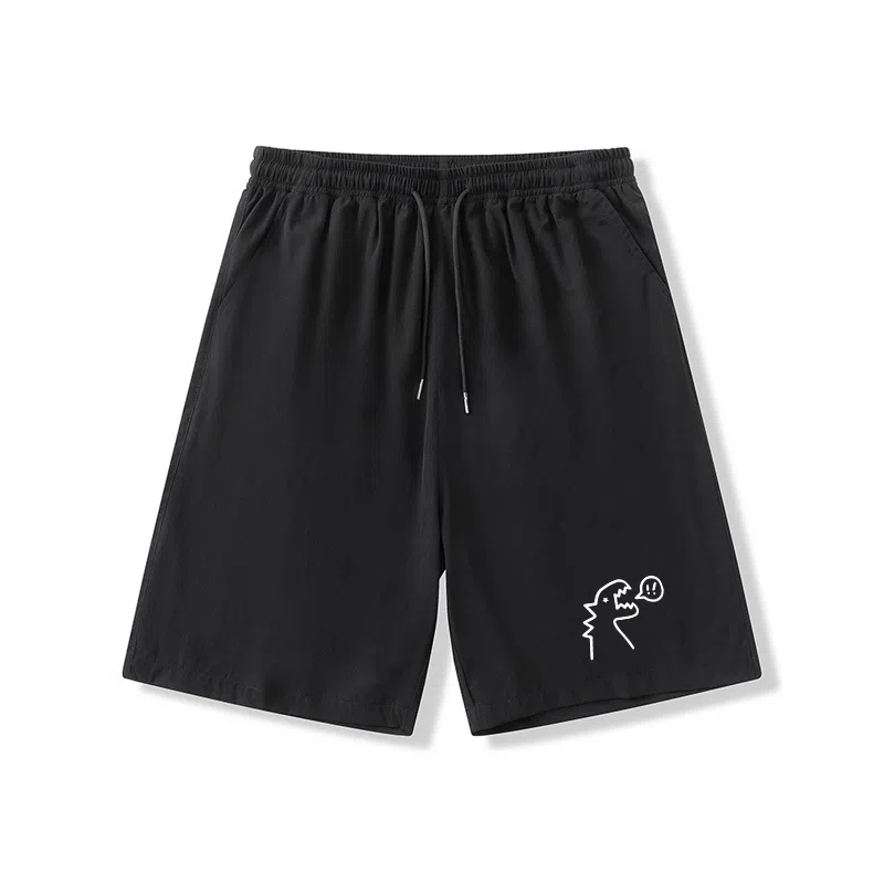 乱步 学生夏季凉感外穿反光卡通恐龙速干宽松五分裤休闲短裤 男女同款